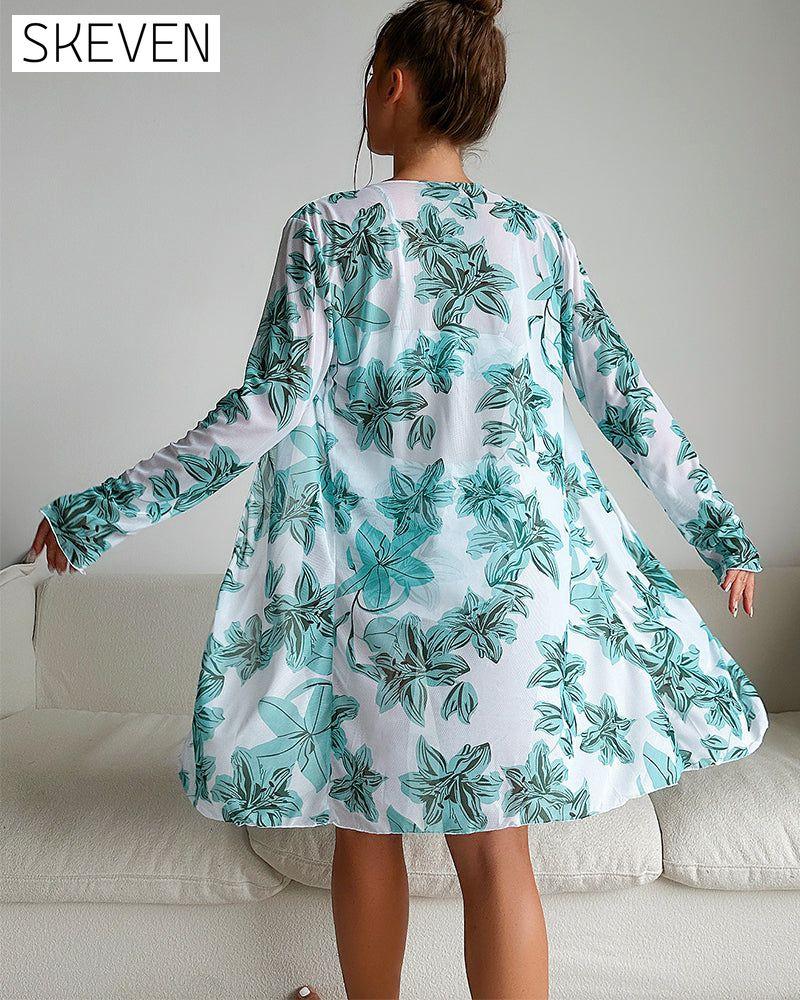 Ensemble trois pièces de plage imprimé tendance
