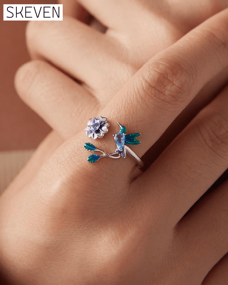 Bague ajustable Fleur et Oiseau