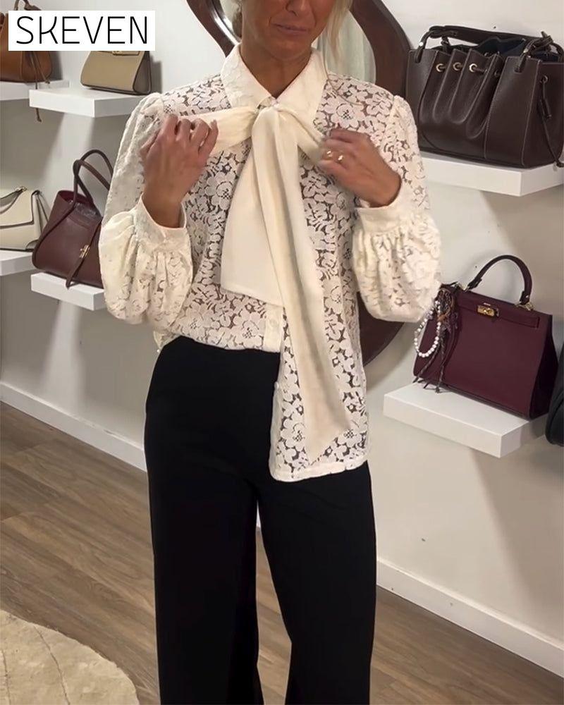 Chemise à ruban à manches longues style français