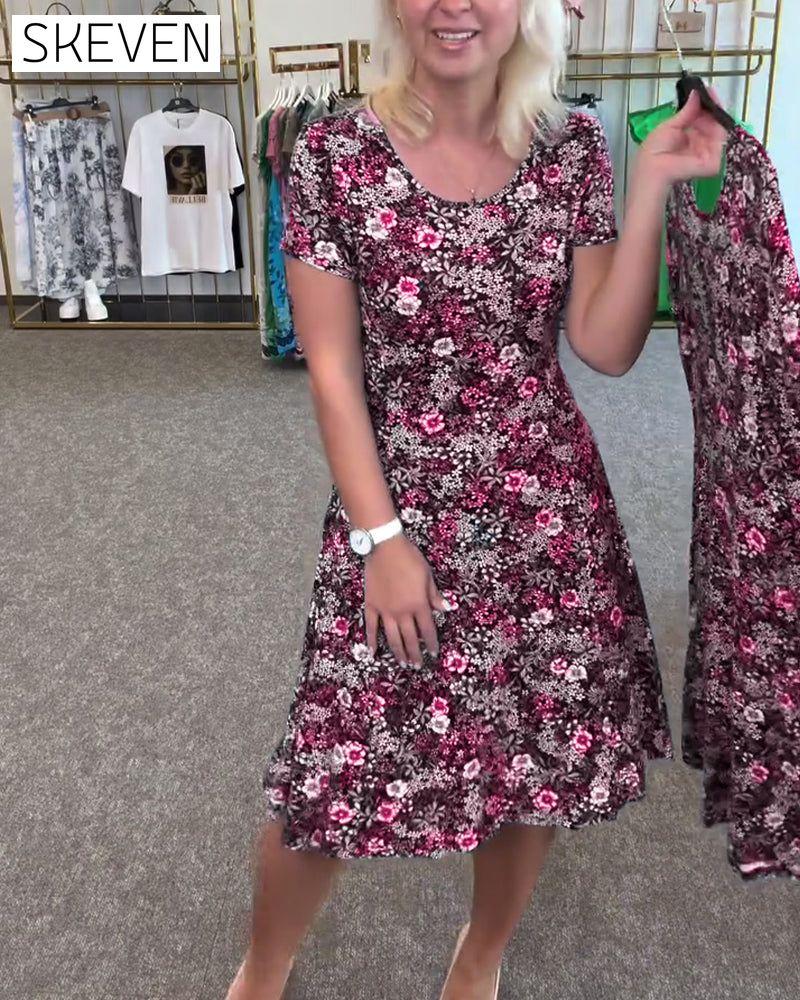 Temperament Slim Waist Printed Dress