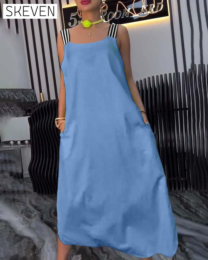 Spliced Suspender Loose Dress
