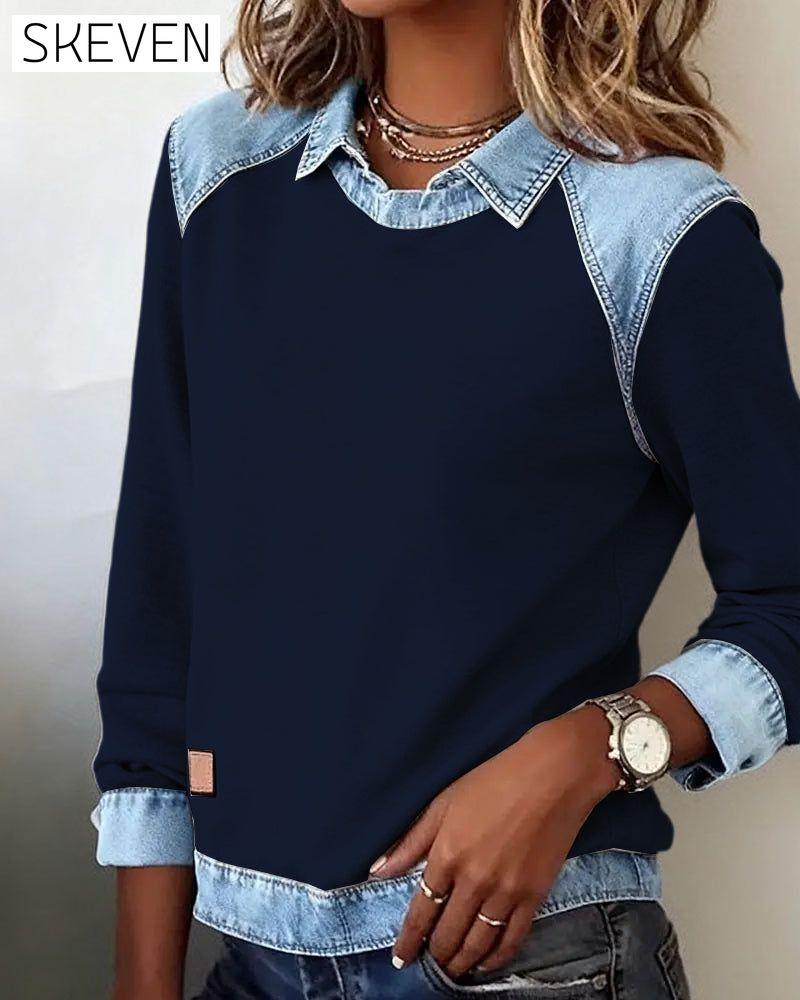 Fashionable Lapel Long-Sleeved Blouse