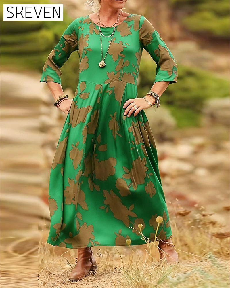 Temperament Retro Printed Dress
