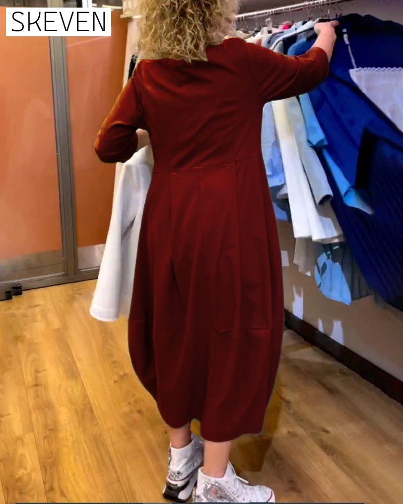 Round Neck 2/3 Sleeve Dress