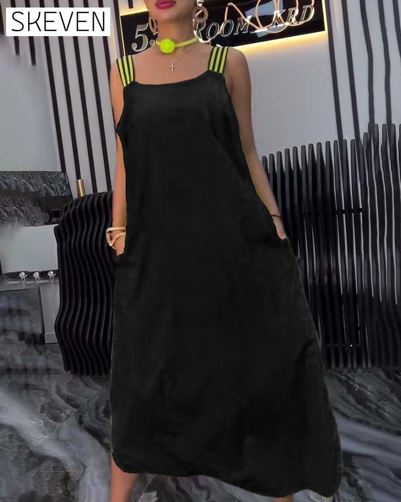 Spliced Suspender Loose Dress