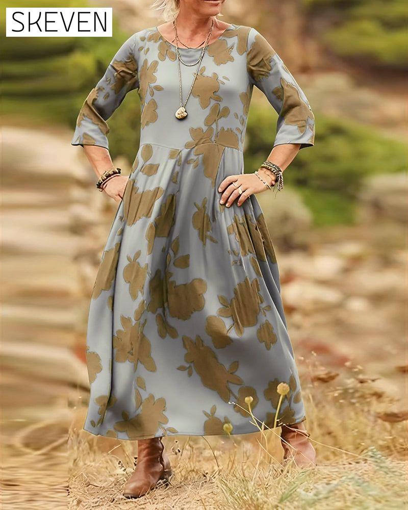 Temperament Retro Printed Dress