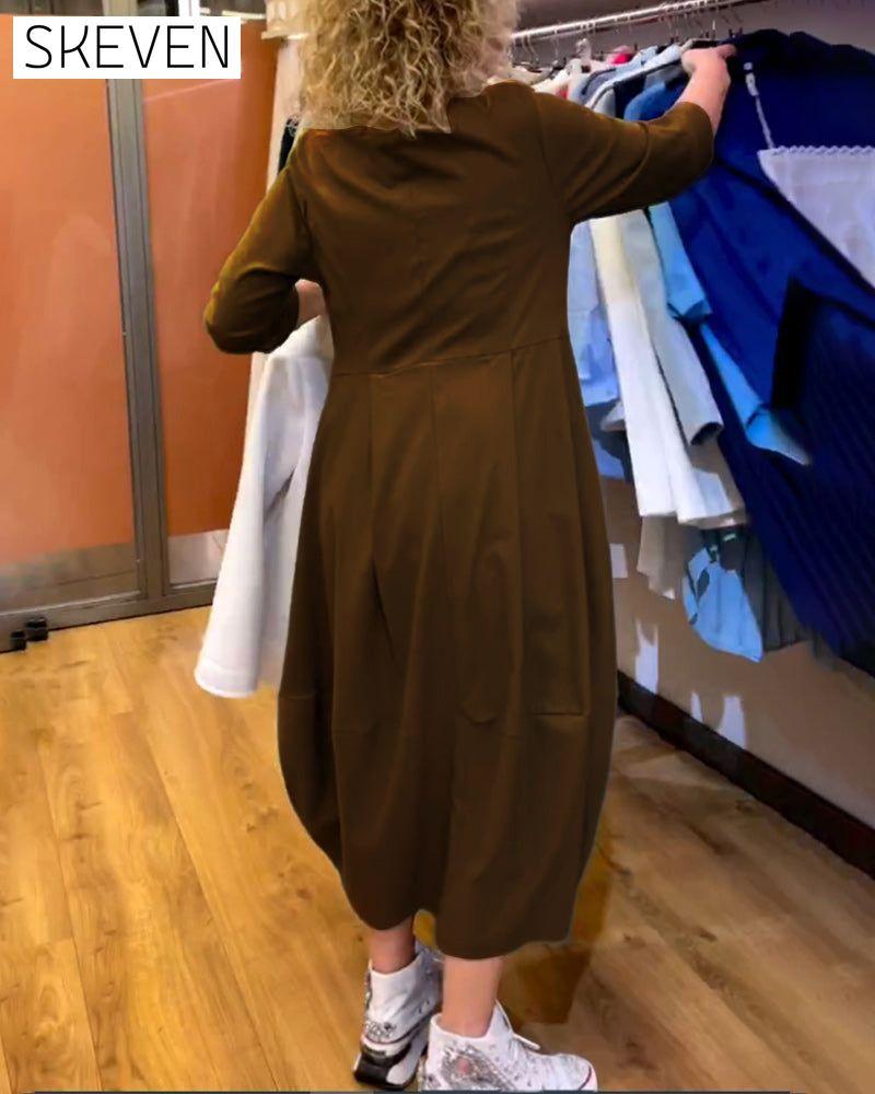 Round Neck 2/3 Sleeve Dress