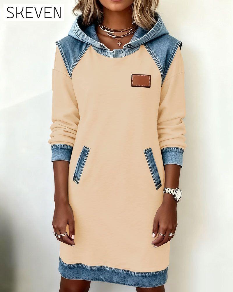 Hooded Paneled Contrast Dress