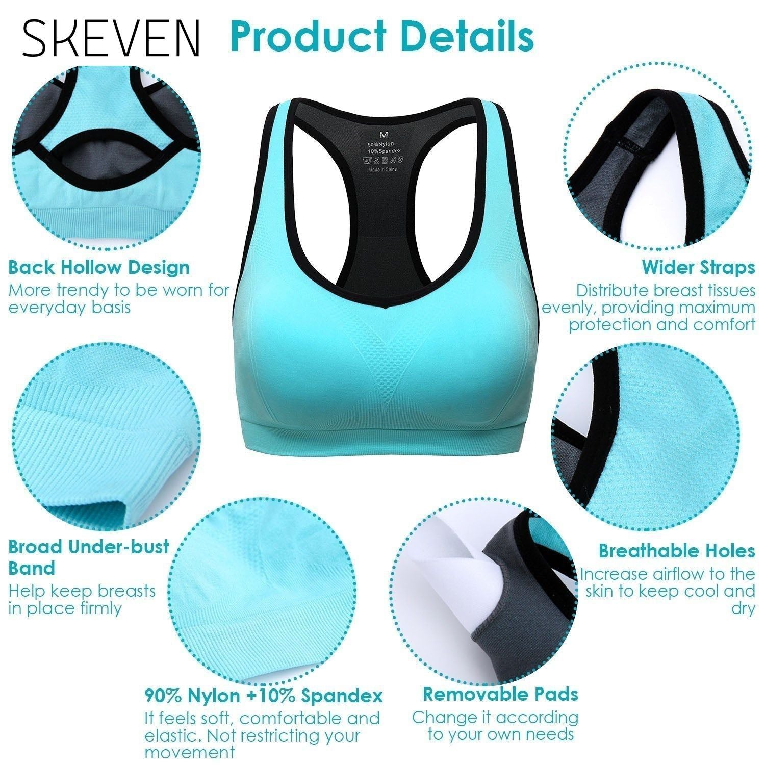 3-Pack: Women Padded Sports Bras __stock:50 lingerie refund_fee:1200