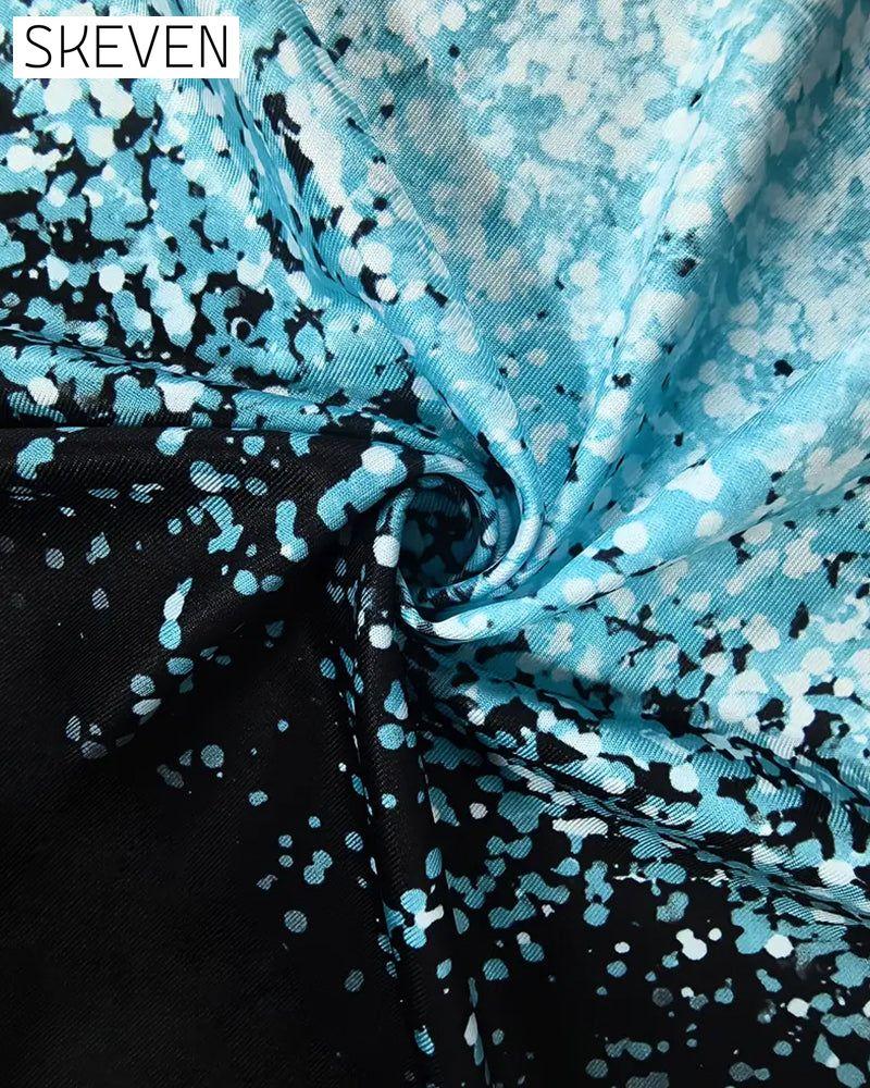Ärmelloses Kleid mit V-Ausschnitt und Schmetterlingsmuster