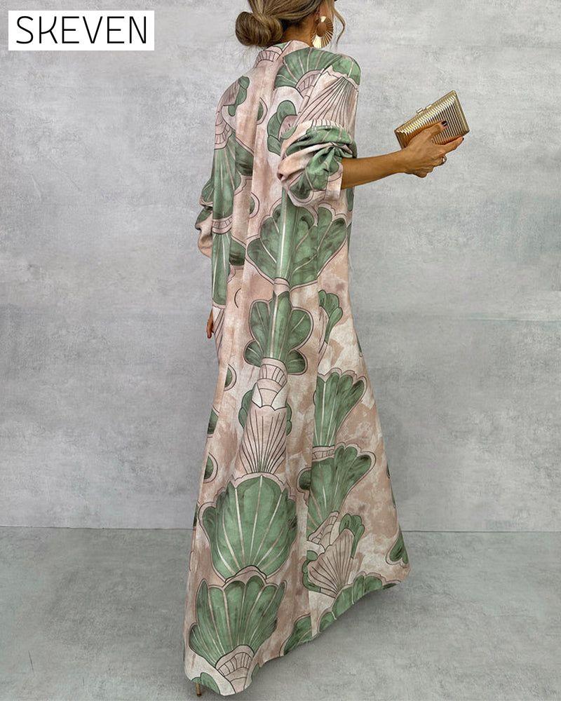 Temperament Leaf Print Dress