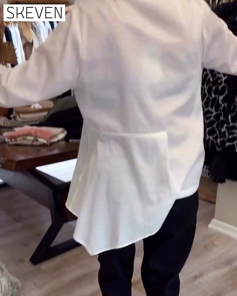 Irregular Lapel Solid Color Shirt