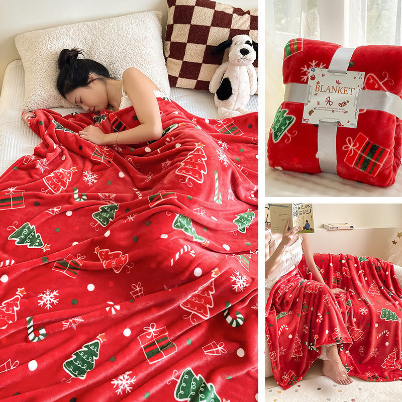 Creative Printing Christmas Thickened Flannel Blanket