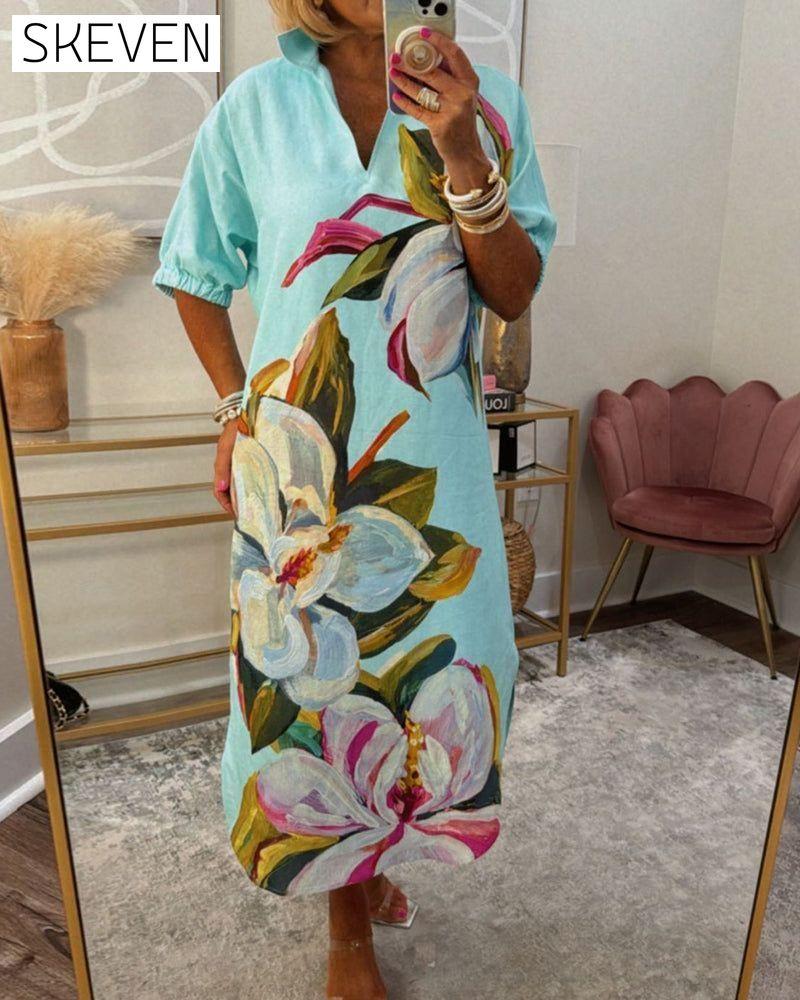 Floral print loose casual dress casual casual dresses summer