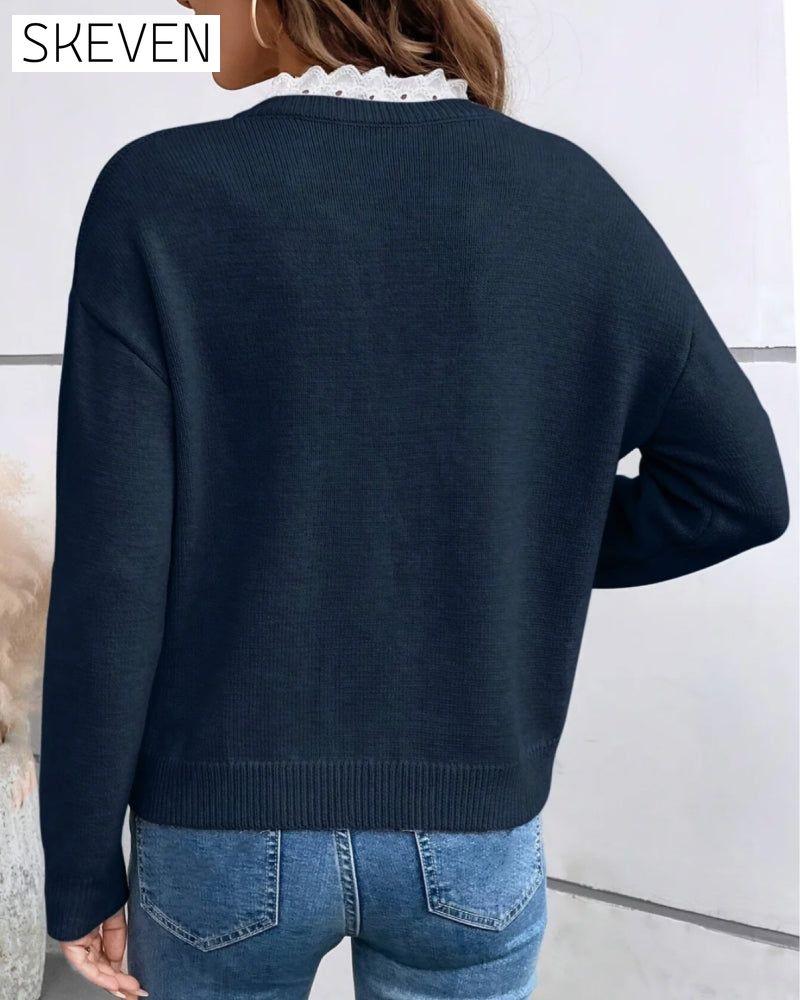 Nawarat Strickpullover mit Spitze