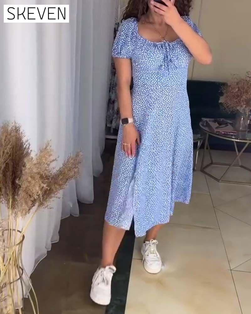 Casual slim fit floral dress