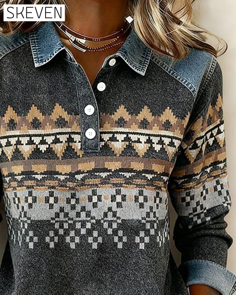 Langarm-Sweatshirt mit Knopfleiste