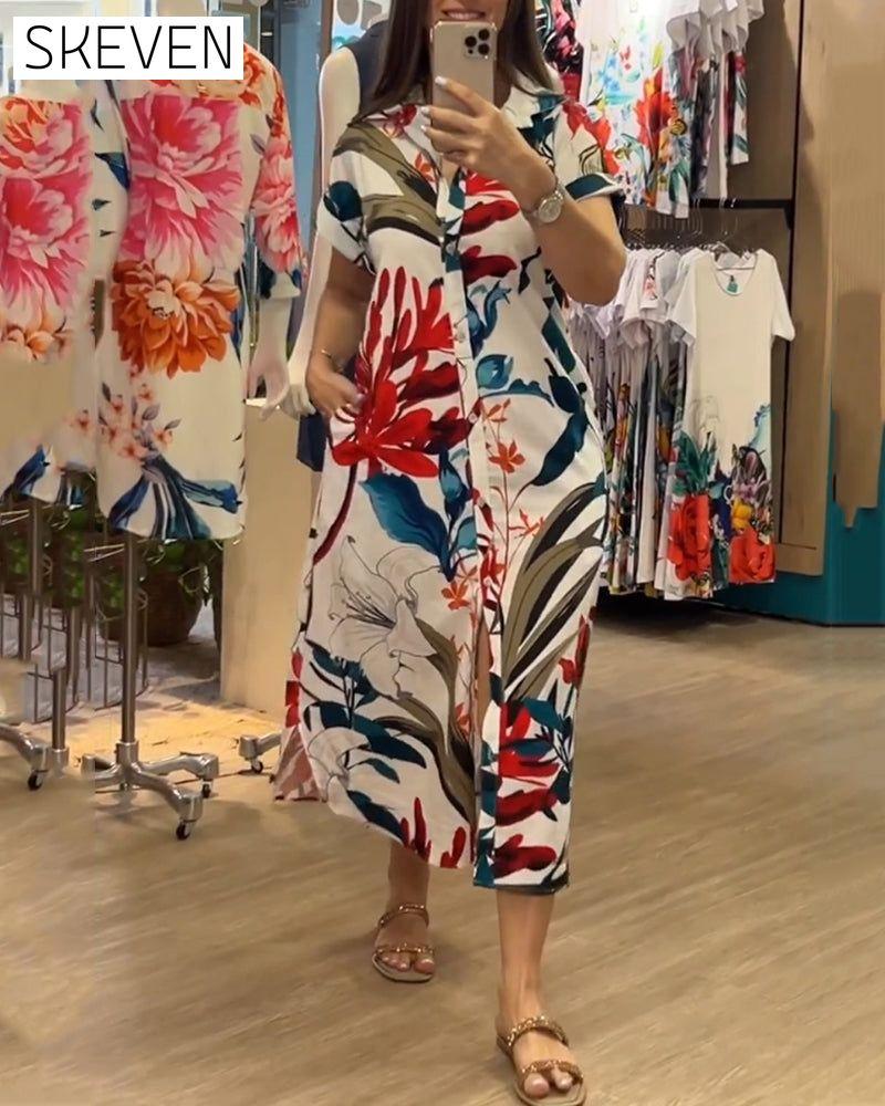 Kurzärmeliges bedrucktes Kleid