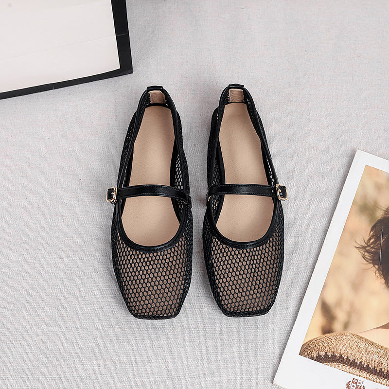 Women's Fashionable Hollow-out Mesh Mary Jane Shoes