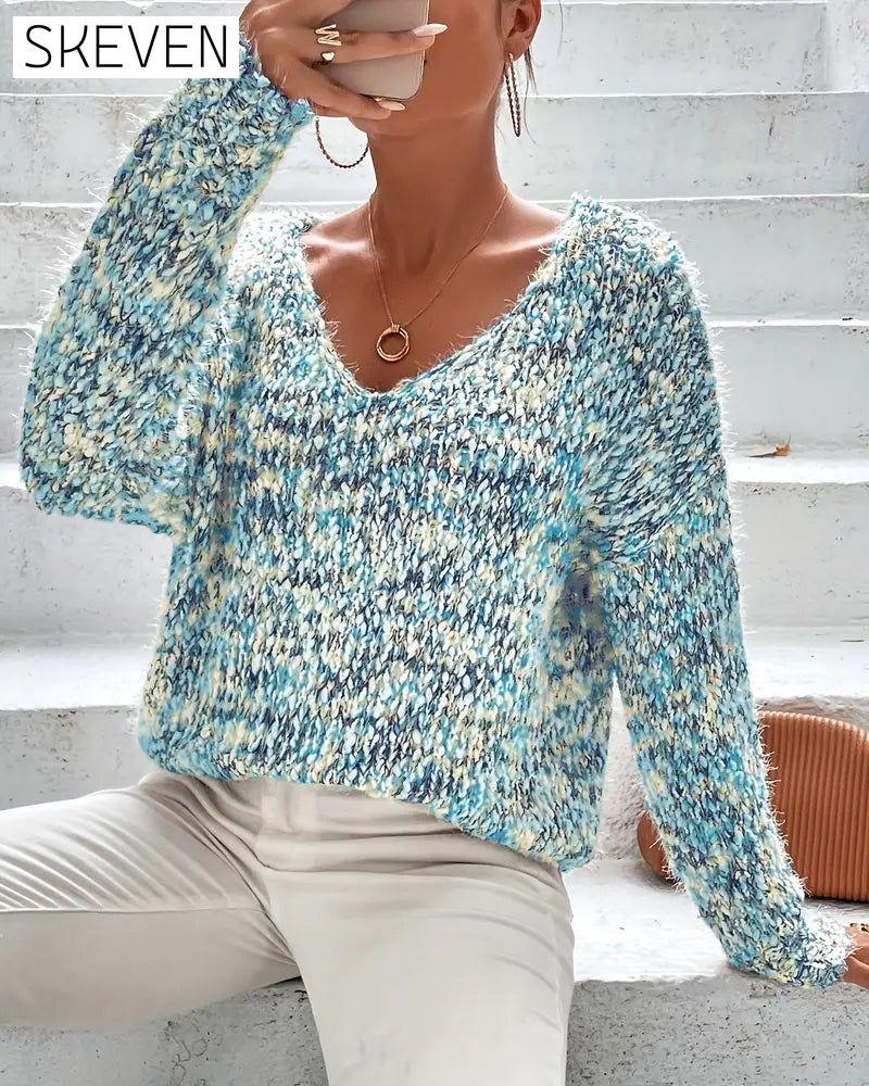 Modischer, lässiger V-Ausschnitt-Pullover