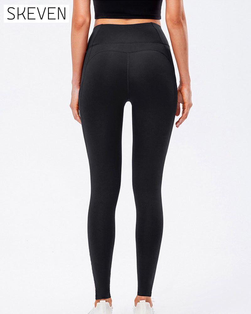 Solid color leggings with fleece pockets