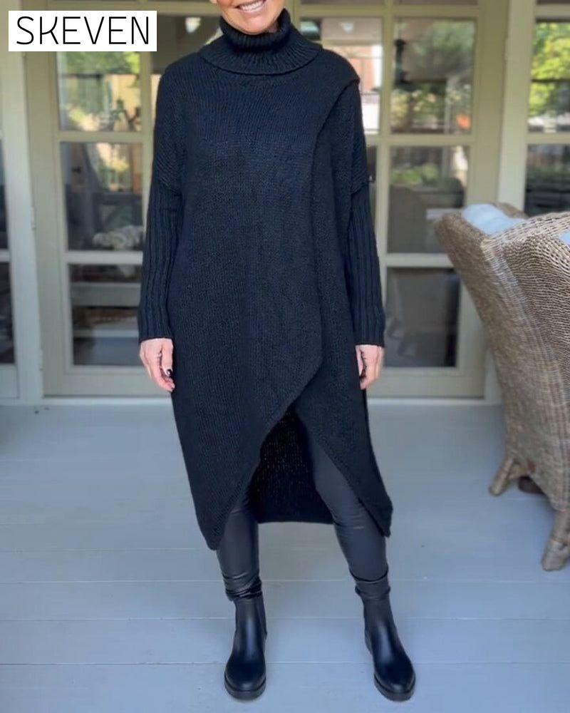 High neck long pullover