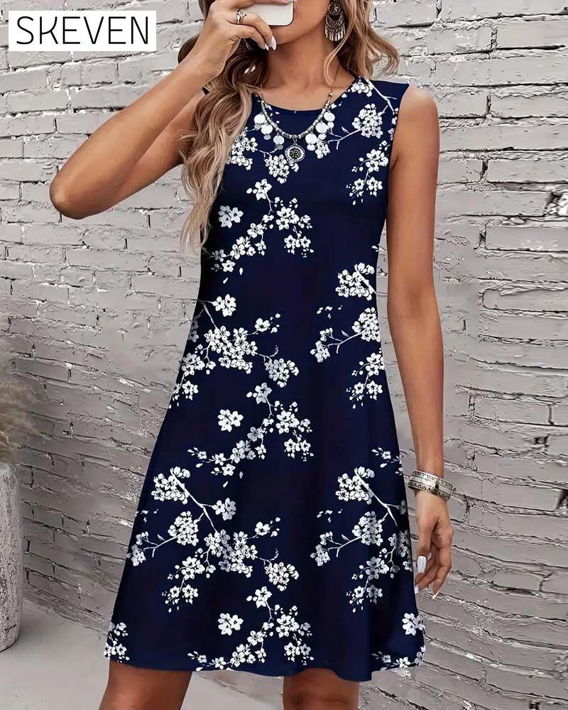 Robe imprimée moulante sans manches