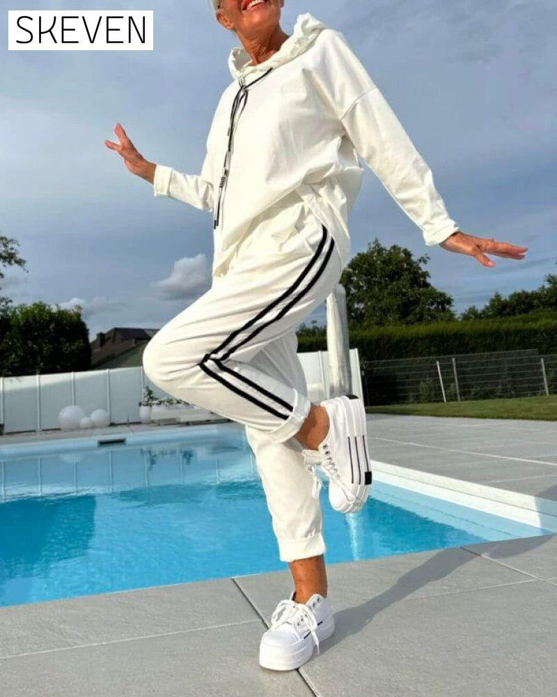 Lässiges zweiteiliges Set aus Damen-Kapuzenpullover und Hose