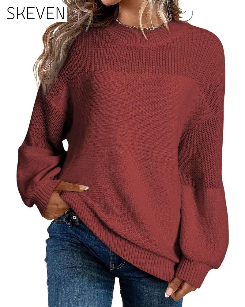 Solid Color Lantern Sleeve Jumper