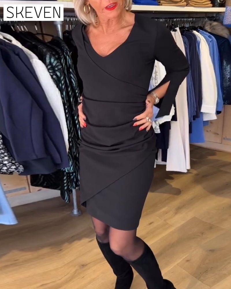 V-neck flare Sleeve dress