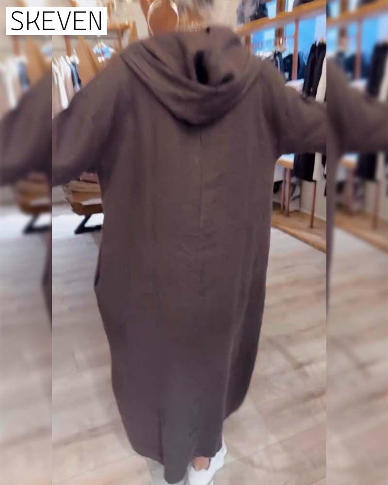 Kapuzenkleid mit langen Ärmeln, lockerer Passform