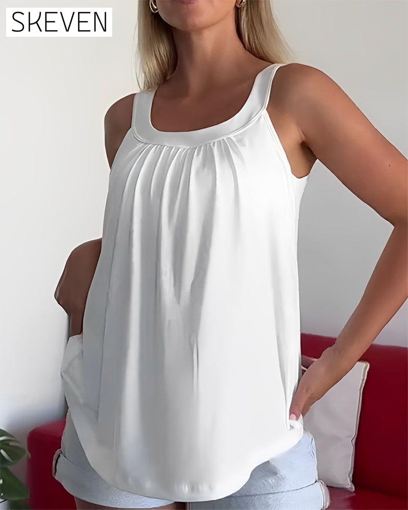 Trägerloses, plissiertes Tanktop in Unifarbe