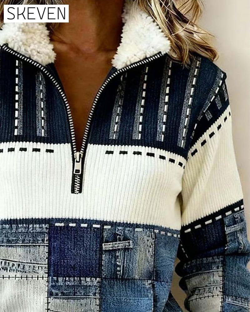 Half-Zip Collar Retro Sweatshirt