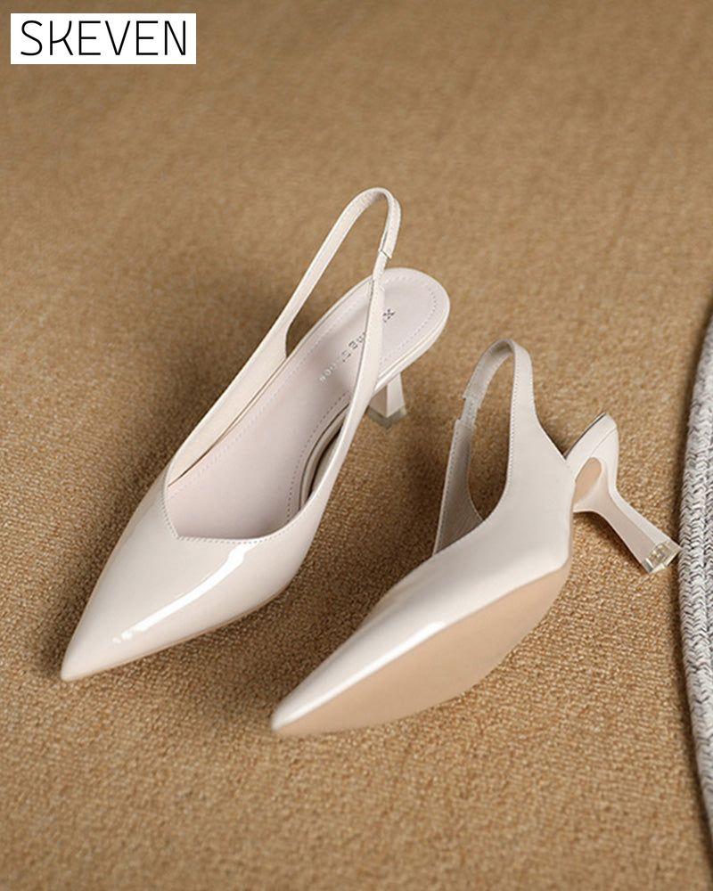 einfarbige, elegante, spitze High Heels