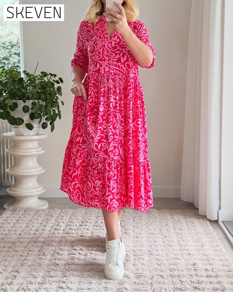 Robe ample à manches courtes et imprimé floral