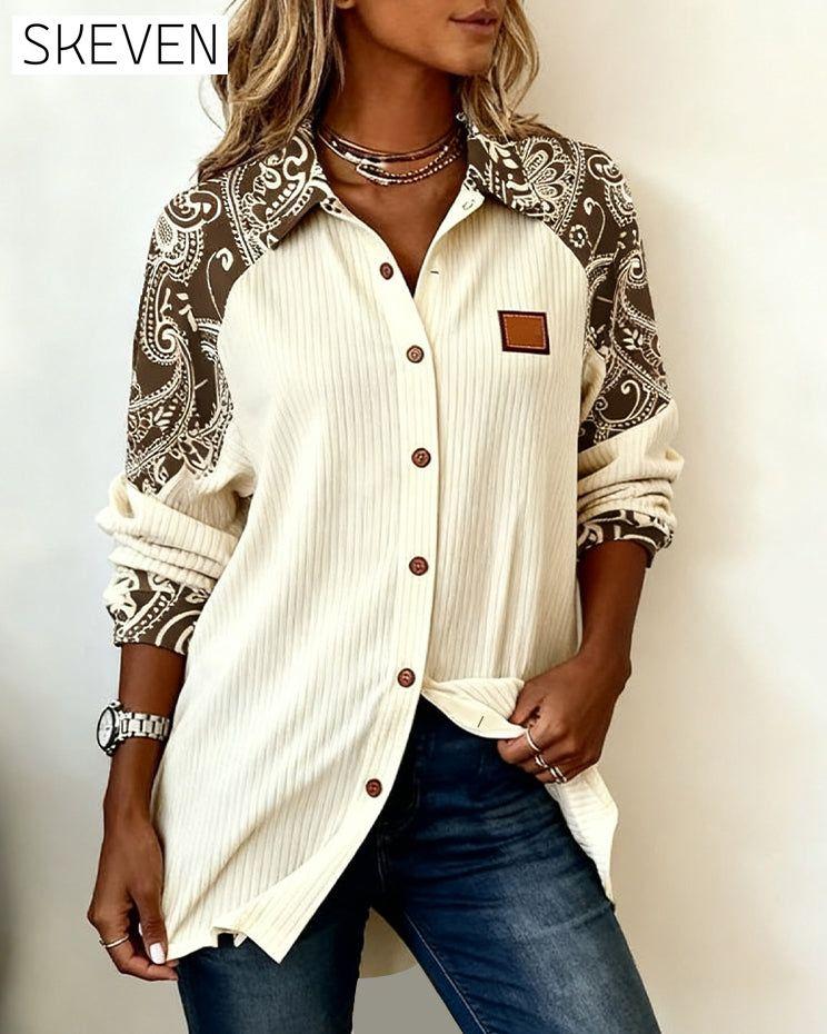 Casual Geometric Patchwork Shirt