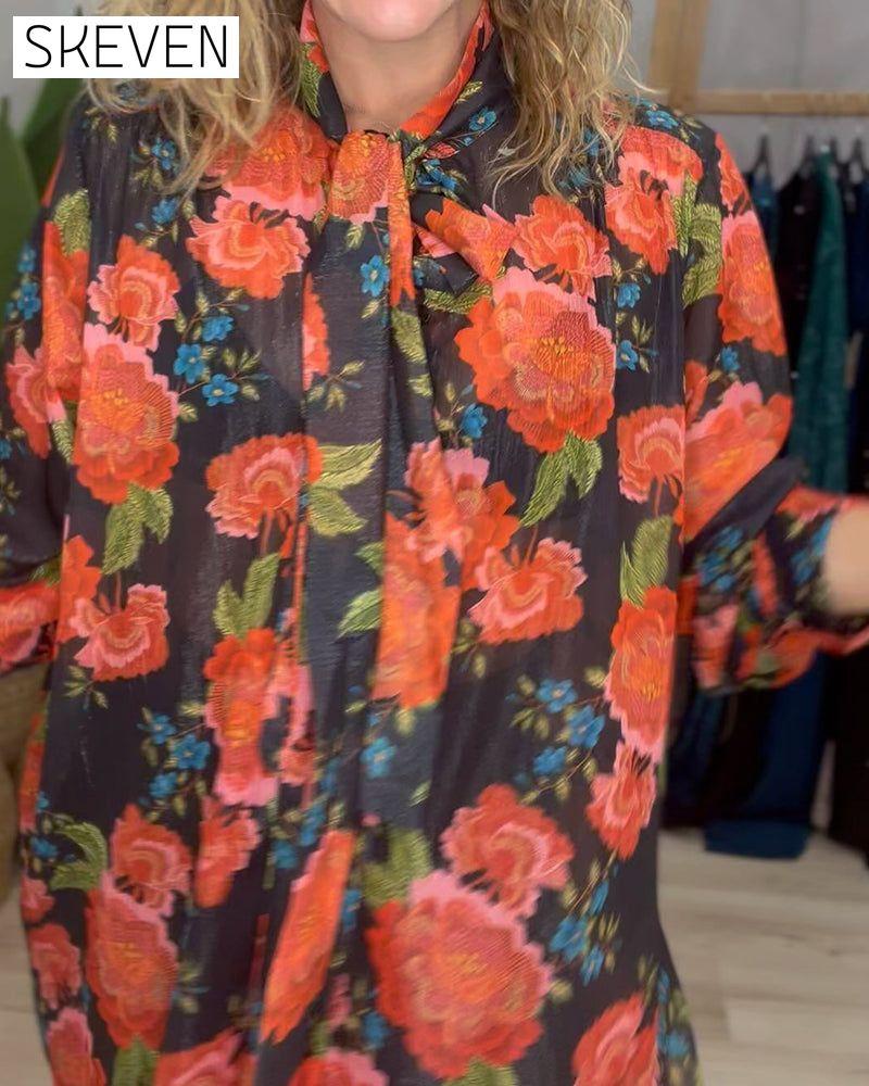 Floral pattern loose blouse
