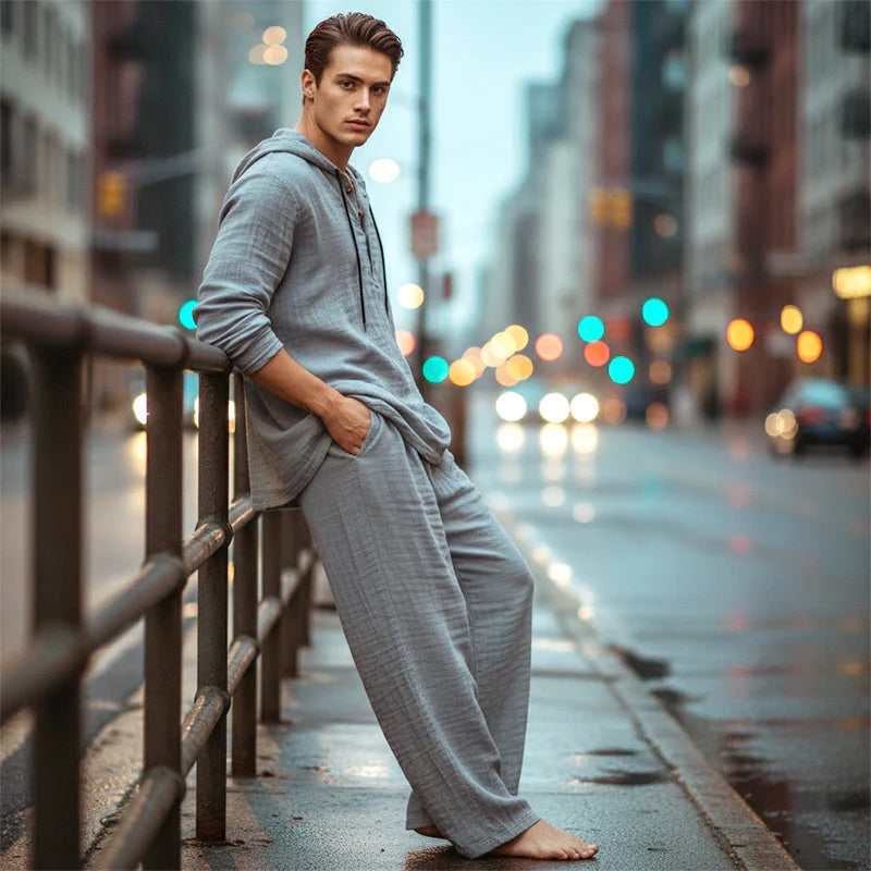 Fashion Men's Casual Long Two-Piece Set
