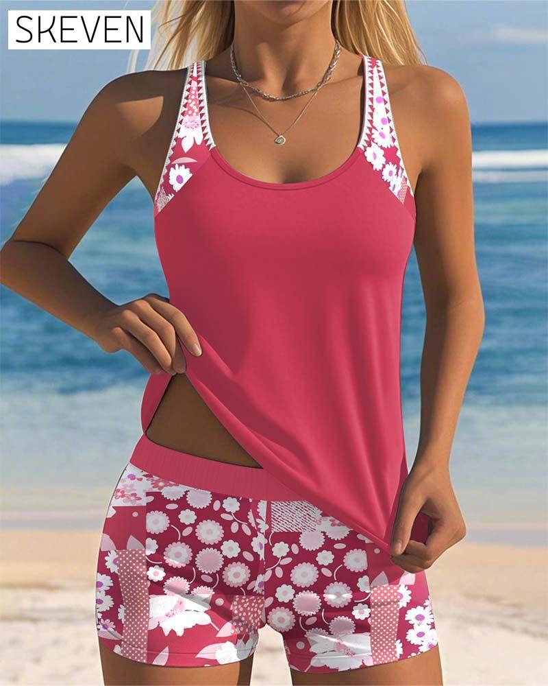 Tank Top Printed Boxer Swimsuit