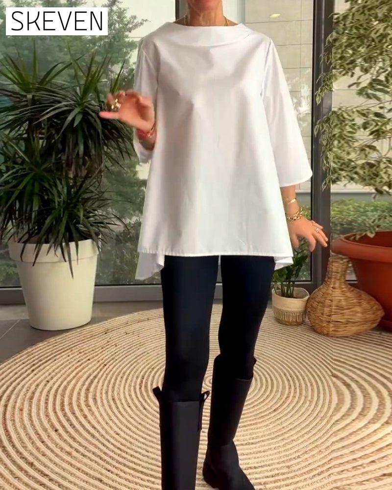 Solid color commuting top
