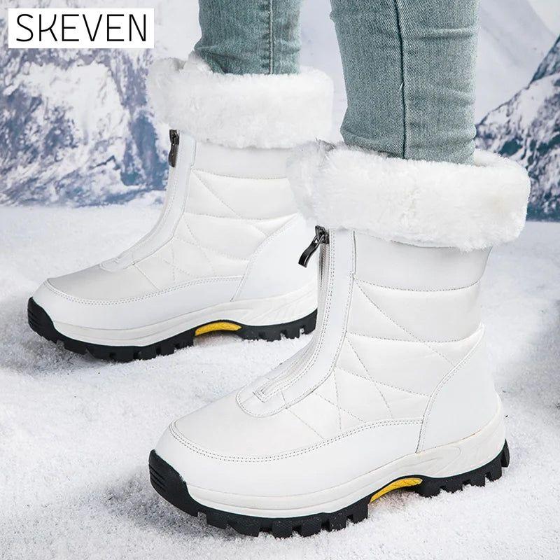 Damen-Schneestiefel mit Reißverschluss, rutschfest und warm
