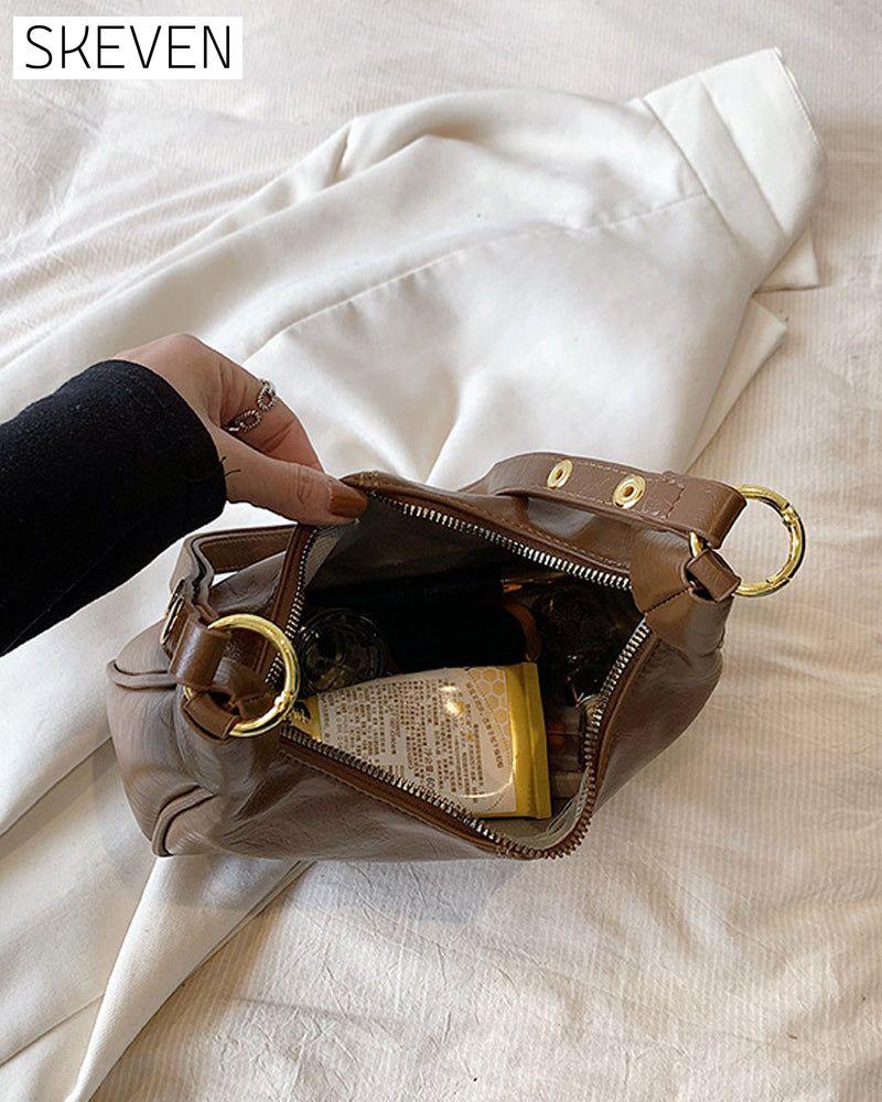 Achseltasche aus gewachstem Leder 
