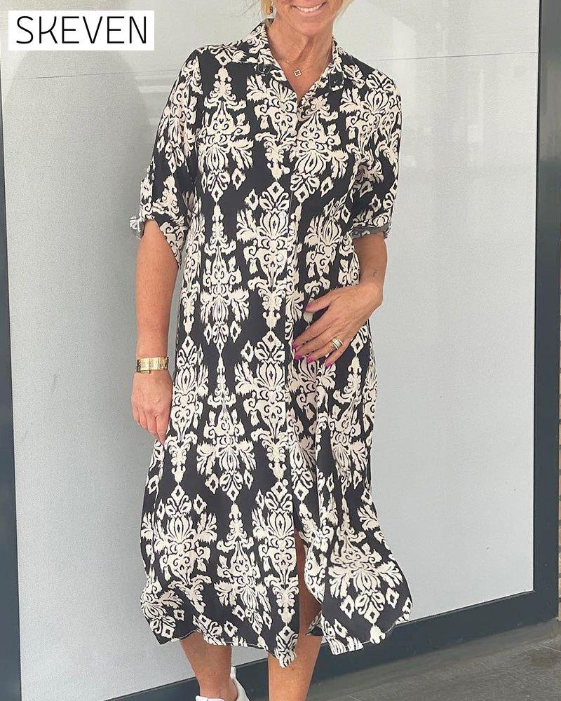 Floral print slit dress Black 23BF Casual Dresses Clothes Dresses Spring Summer