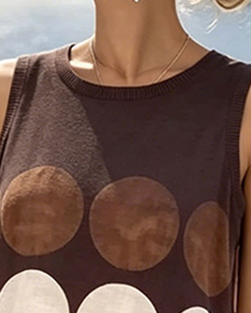 Casual Polka Dot Sleeveless Dress