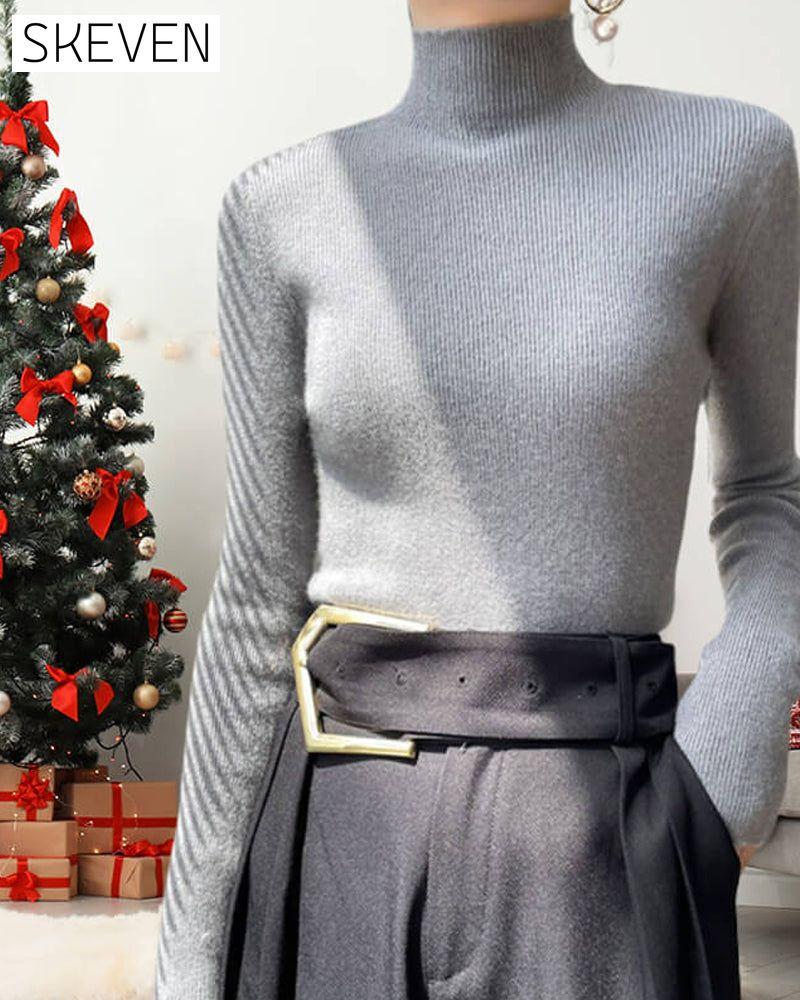 Half-High Neck Knitted Sweater