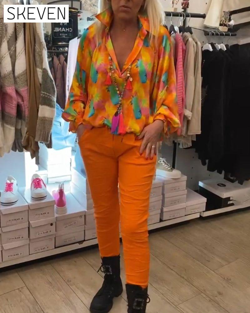 Women's Lapel floral Blouses