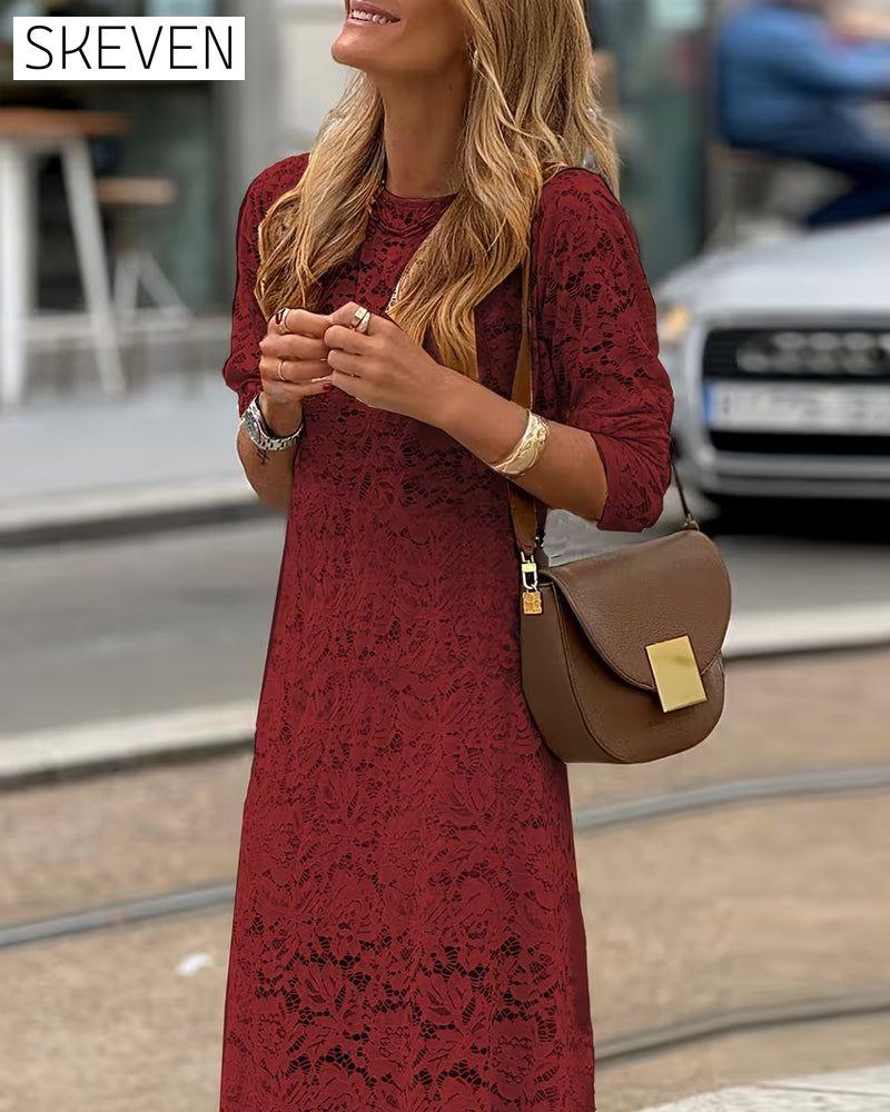 Elegant Solid Color Floor-Length Dress
