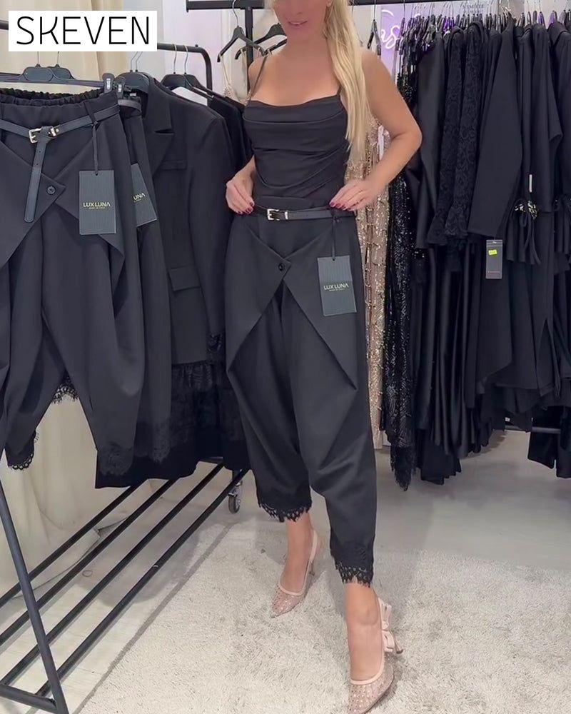 Fashionable Lace Stitching Harem Pants