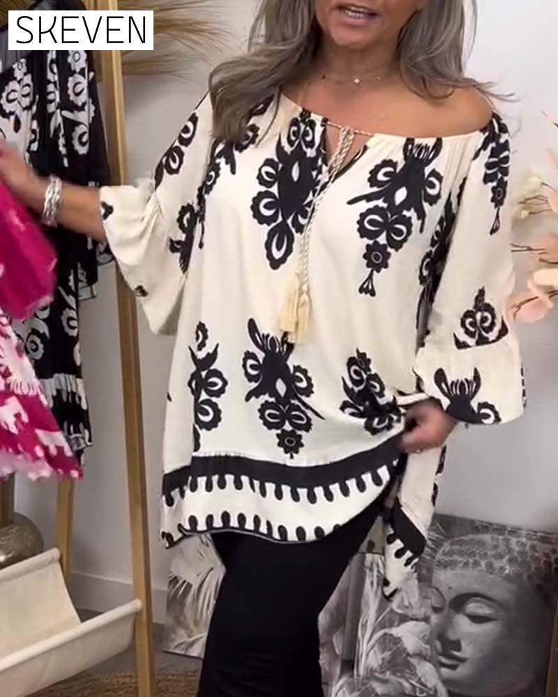 schulterfreie, lockere Bluse