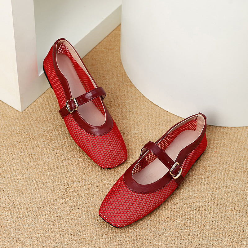 Mesh Mary Jane Shoes Women's Breathable Shoes Hollow Out Pumps